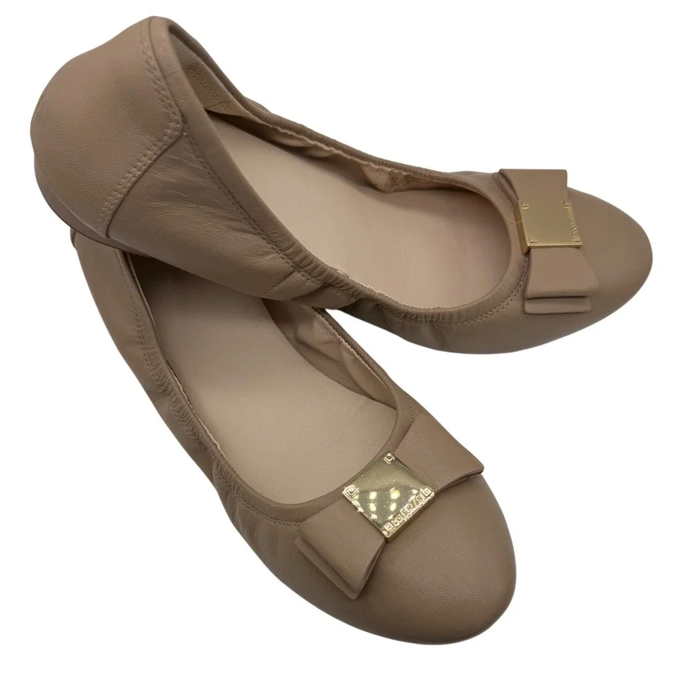 Cole Haan Tali Bow Ballet Women's 9.5 Maple Sugar Leather Flat Elegant NIB